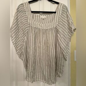 LC Lauren Conrad Beige and White Striped Blouse